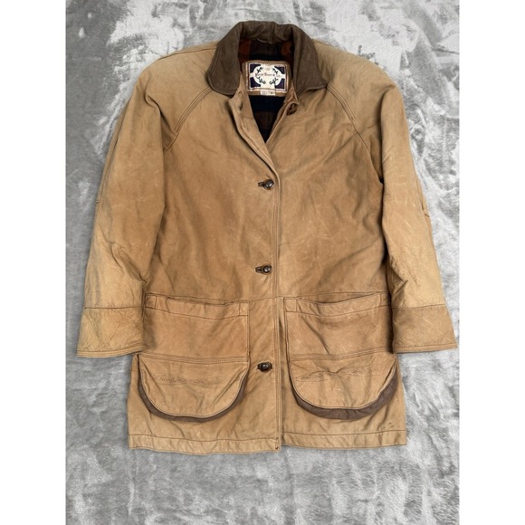 Vintage Paris Sport Club Brown Leather Barn Jacket Mens Small Chore Western Y2K - Picture 12 of 12